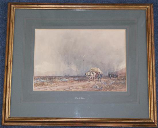 David Cox (1809-1885) Cart horses in the rain, 6.5 x 9.5in.